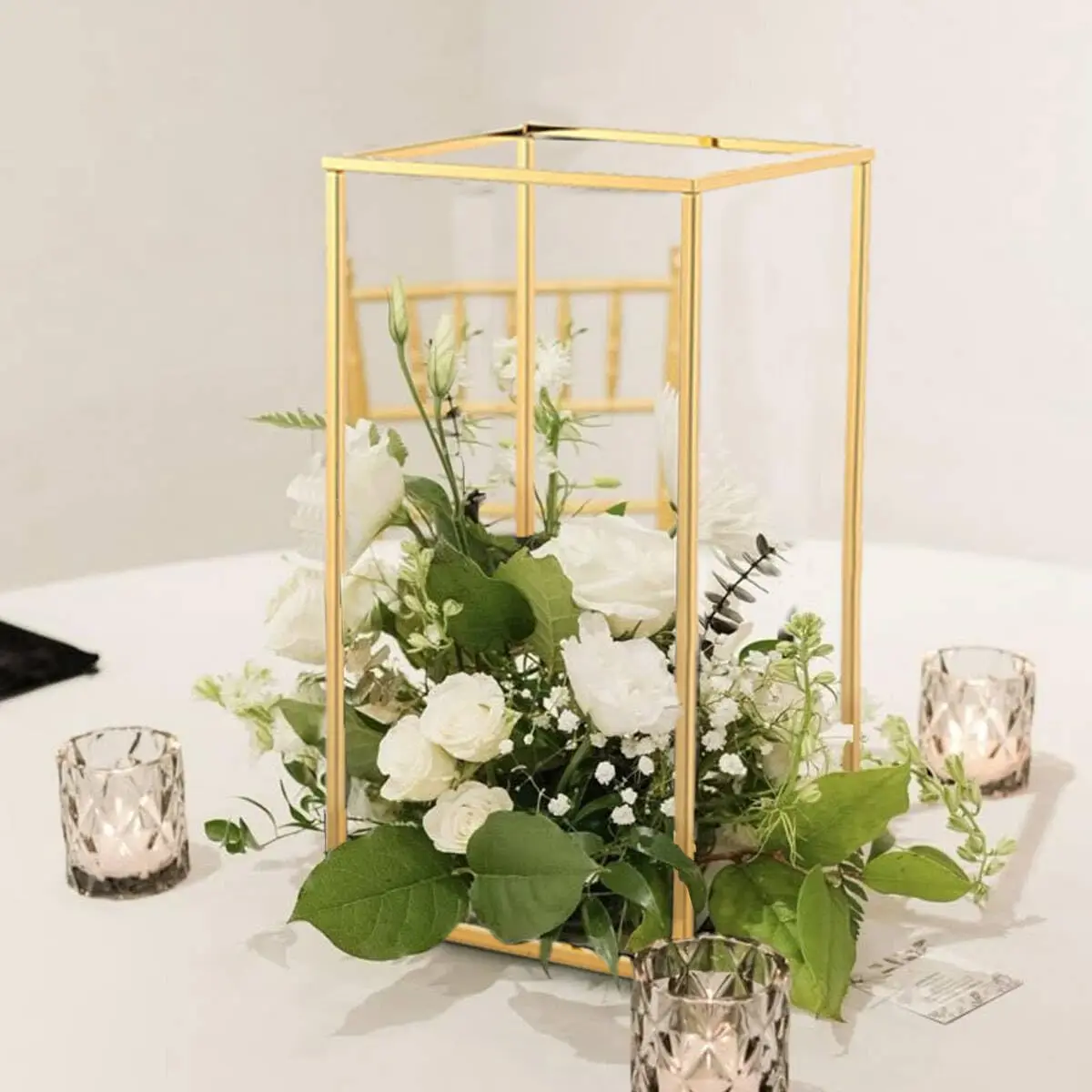 10pcs Gold Wedding Table Centerpiece Metal Flower Vase for Birthday Party Event Home Decor(40cm)