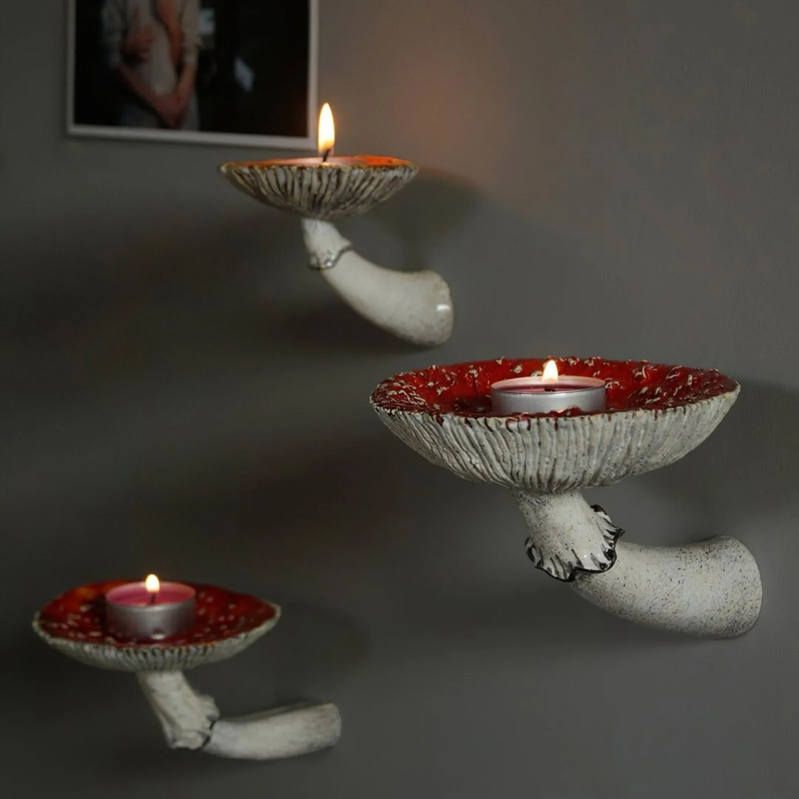Nuevo estante colgante de setas, marco de decoración de setas, estante flotante en forma de Amanita, estante de almacenamiento para colgar en la pared de 3 tamaños, adornos para el hogar