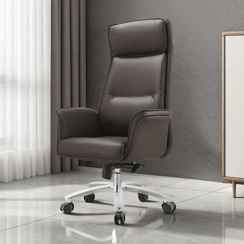 New Home Italian Boss Office Chair, Reception Leather Swivel Chair, Study High-end Computer Chair