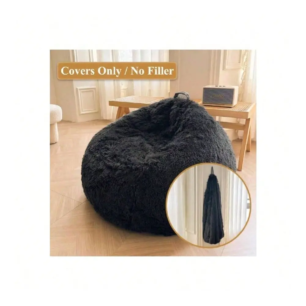 Plush Bean Bag Chair Cover Filling Not Included Washable, UltraSoft Faux Fur Storage Bean Bag Cover Large, Fluffy Bean Bag Chai view 2