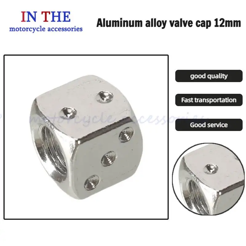 Scooter 12mm Aluminum Dice Valve Caps - Perfect for Motorcycle ATV Go-Kart & All Tires! Rust-Proof & Chic