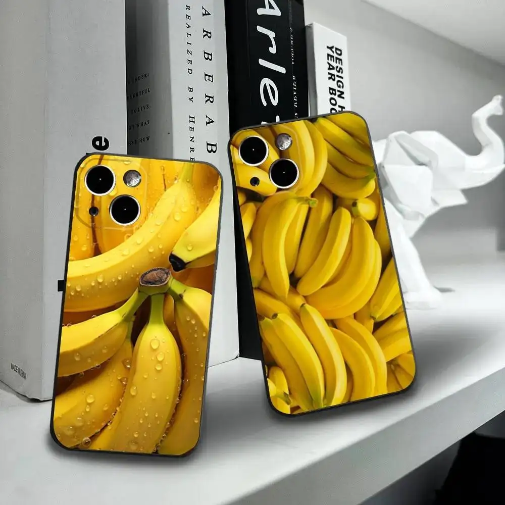 

banana Phone Case For iPhone16,15,14,13,12 Mini 11 Pro XR,X,XS,MAX 7,8 Plus Silicone Cover Soft Black