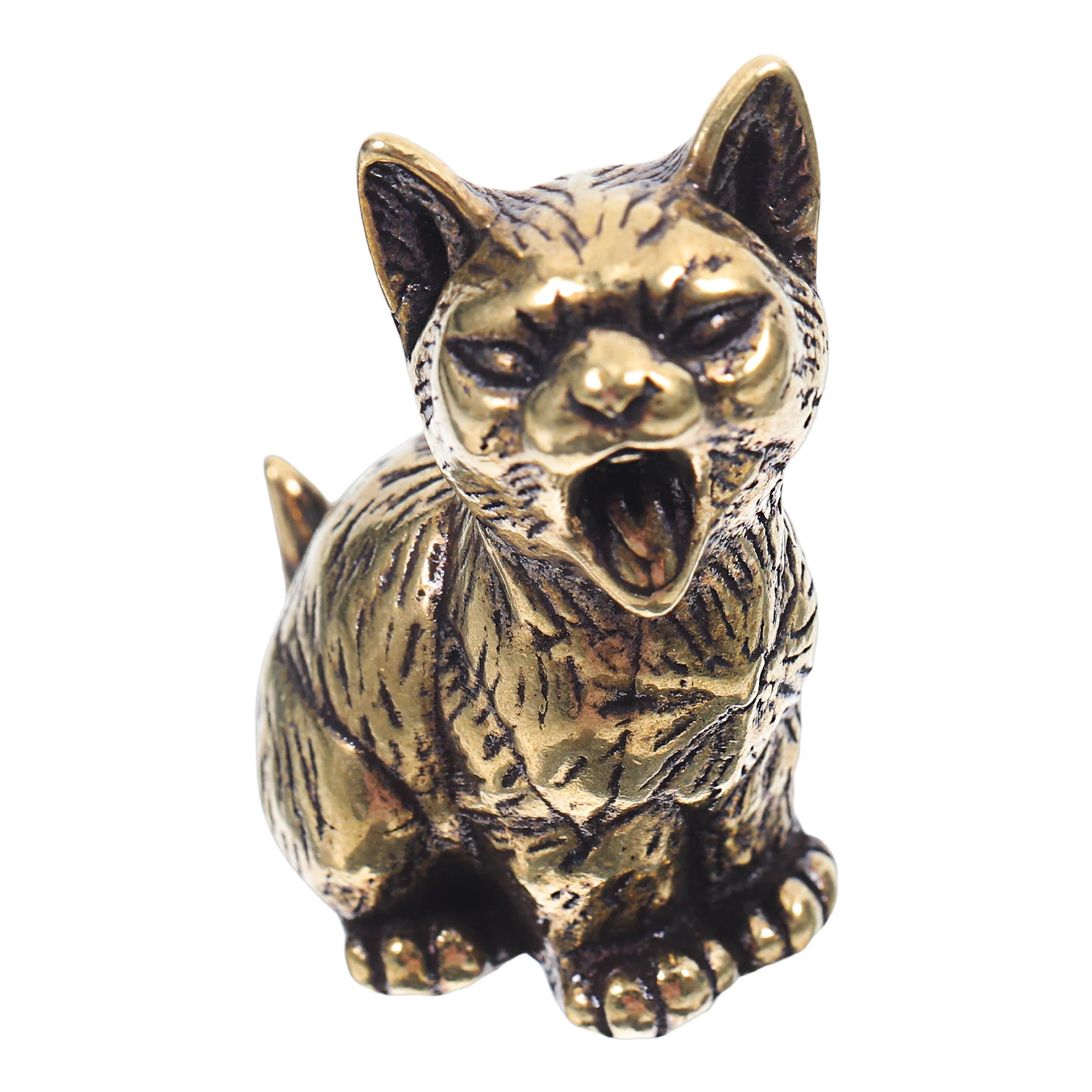 

Brass Statue Pendants Kitten Hanging Decoration Small Pet Ornaments Home Desk Decor Retro Style Cat Jewelry