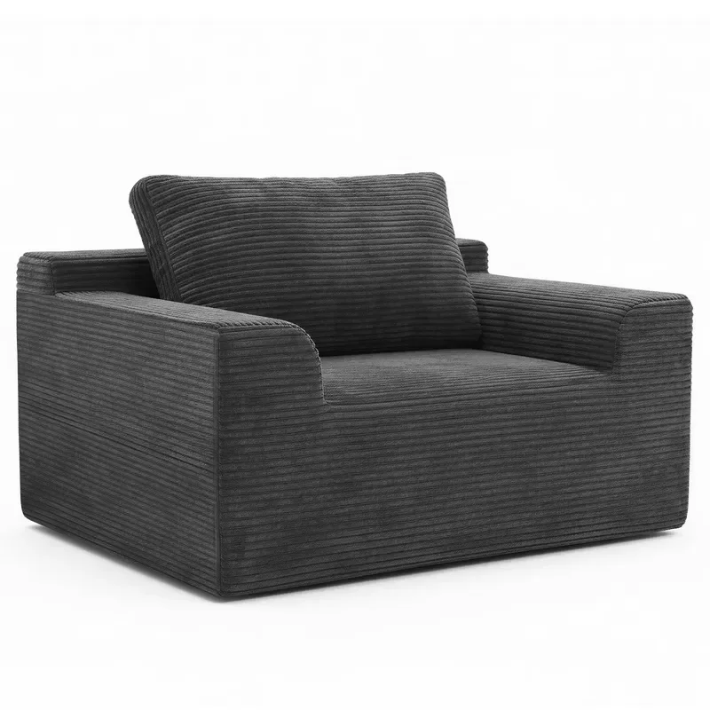 VASAGLE Corduroy Single Sofa Deep Seat 51.2 Inches Modern Cloud Couch Boneless Couch Compressed Sofa