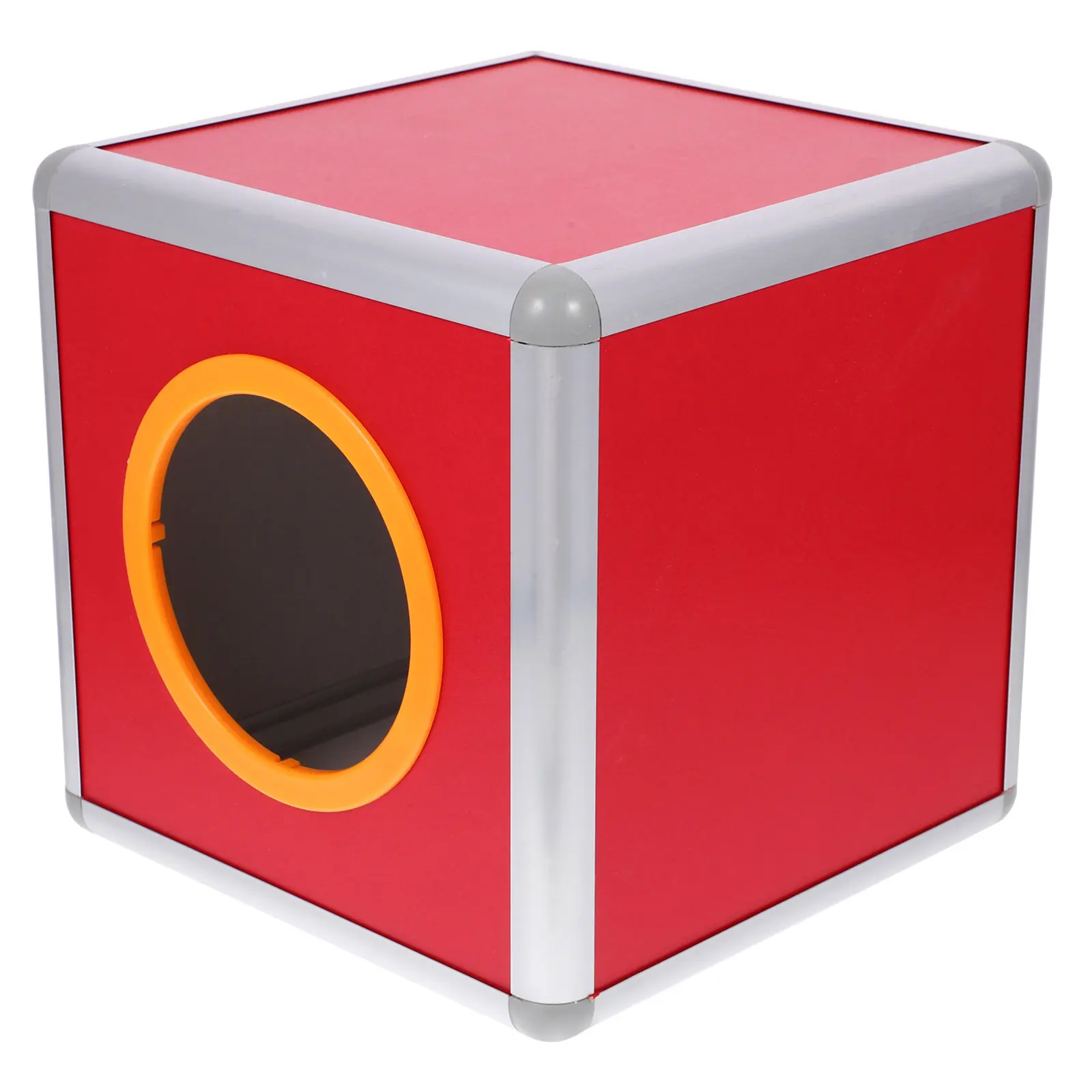 Wooden Raffle Box with Aluminum Alloy Edge Slot Secure Contest Holder Drawing Ticket Container Suggestion Donation