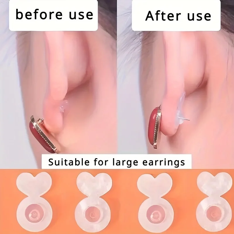 8pcs/set Silicone Ear Lifters for Droopy Ears - Invisible Support for Heavy Earrings & Studs, Secure Fit