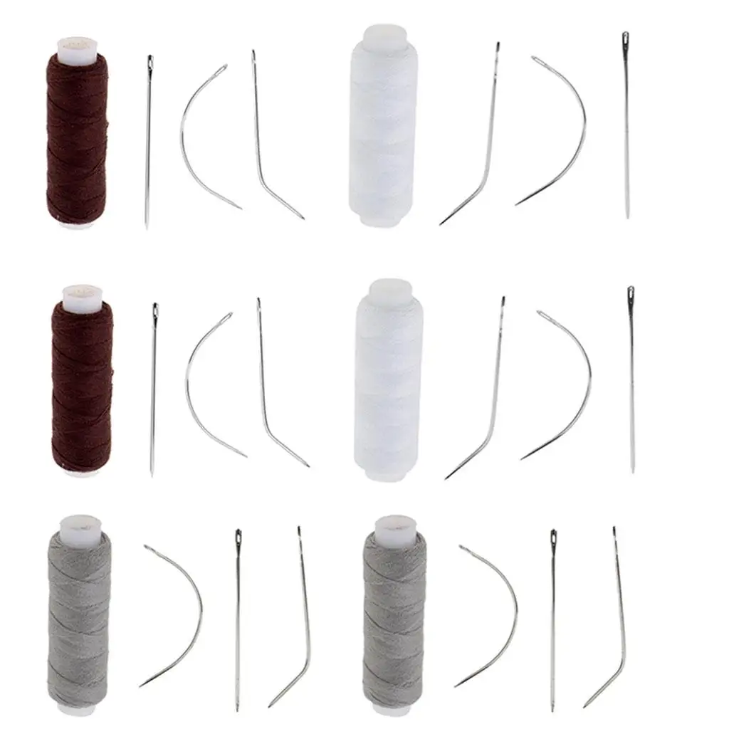 6 Pieces Strong and Durable Hair Track Weft Weaving Sew Thread for Hair Extensions Wigs Making