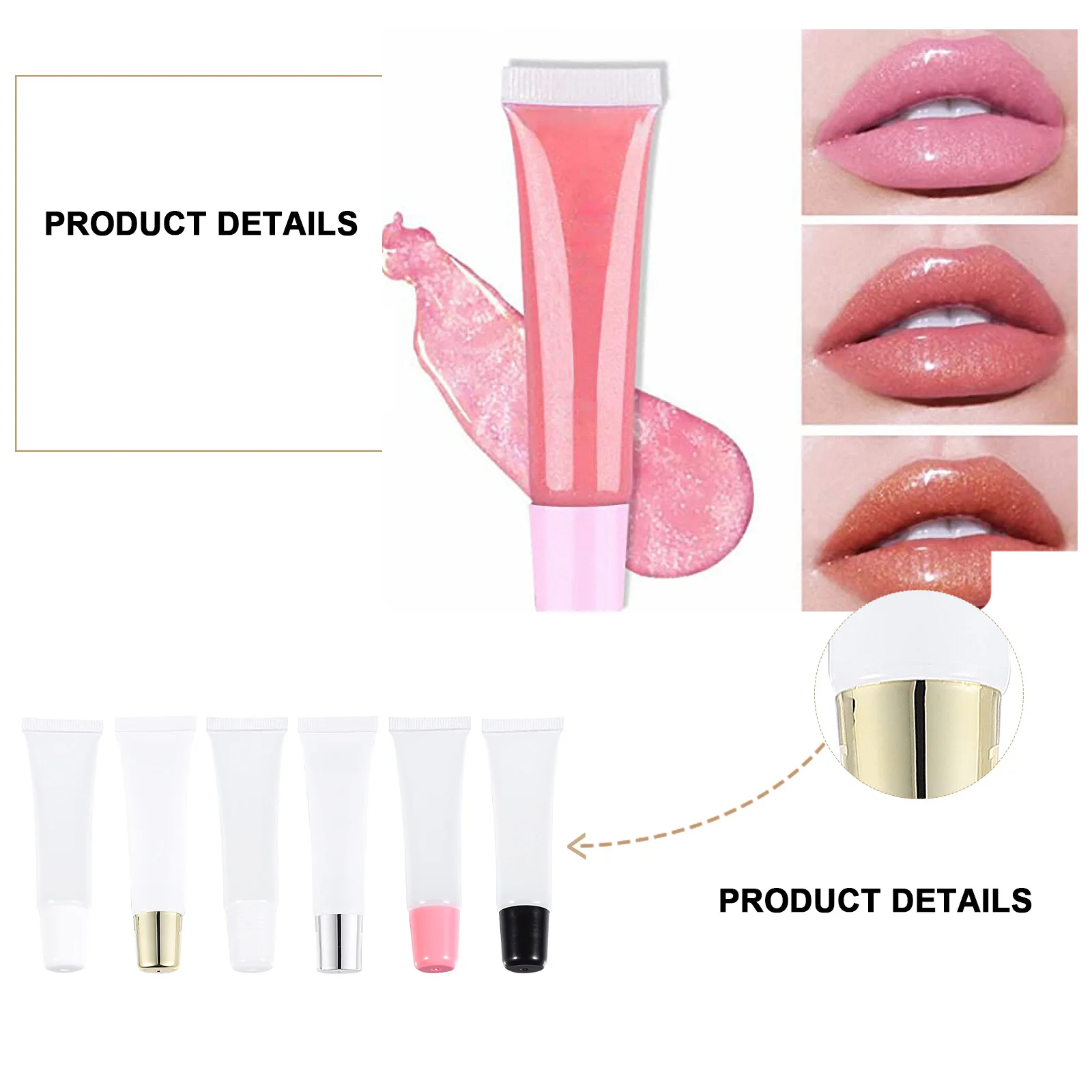 

1Set 15ml Lip Gloss Tubes Transparent Refillable Containers Leak Proof Lightweight Portable Travel Tubes for Lip Balm