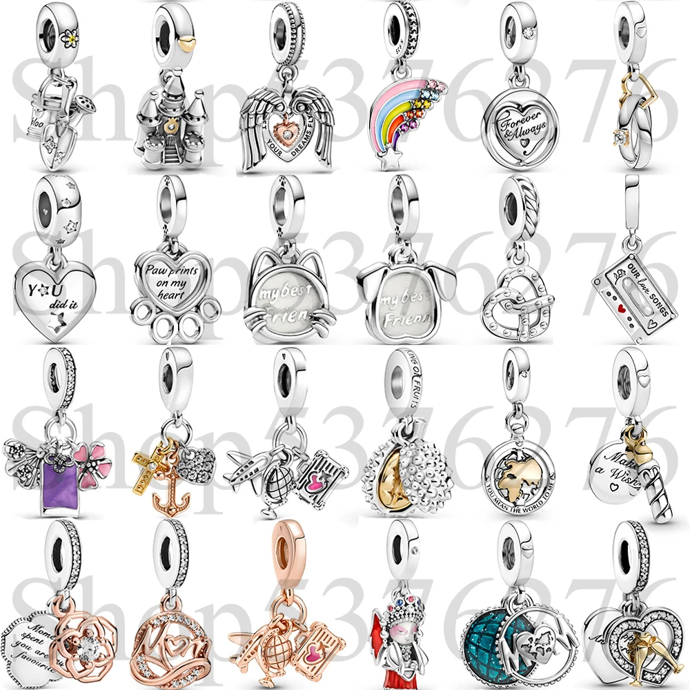 

Стерлингового Серебра 925 пробы, бусина, крест, якорь, сердце, дуриан, принт лапы, подвеска для домашних животных, модный женский браслет, подарок, ювелирные изделия своими руками