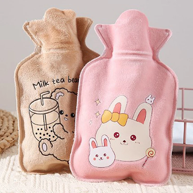 1PC Kawaii 350ml Plush Hand Warmer Cute Cartoon Girl Heart Y2k Carry-On Water-Filled Hot Water Bag Keep Warm