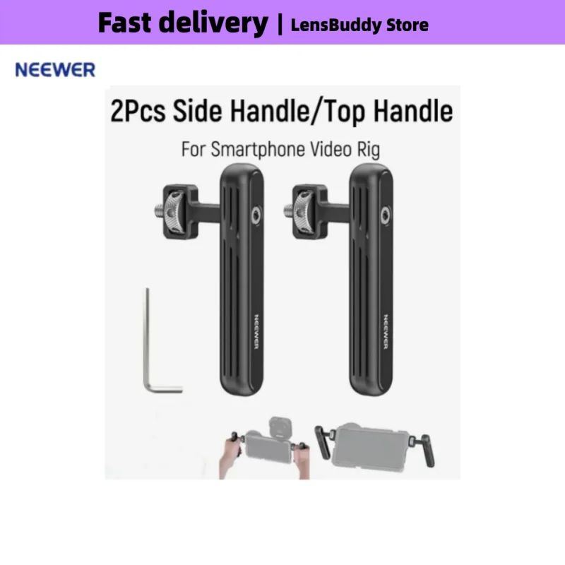 NEEWER 2-Pack CNC Aluminum Handgrip – L/R Rotatable Phone Video Handle