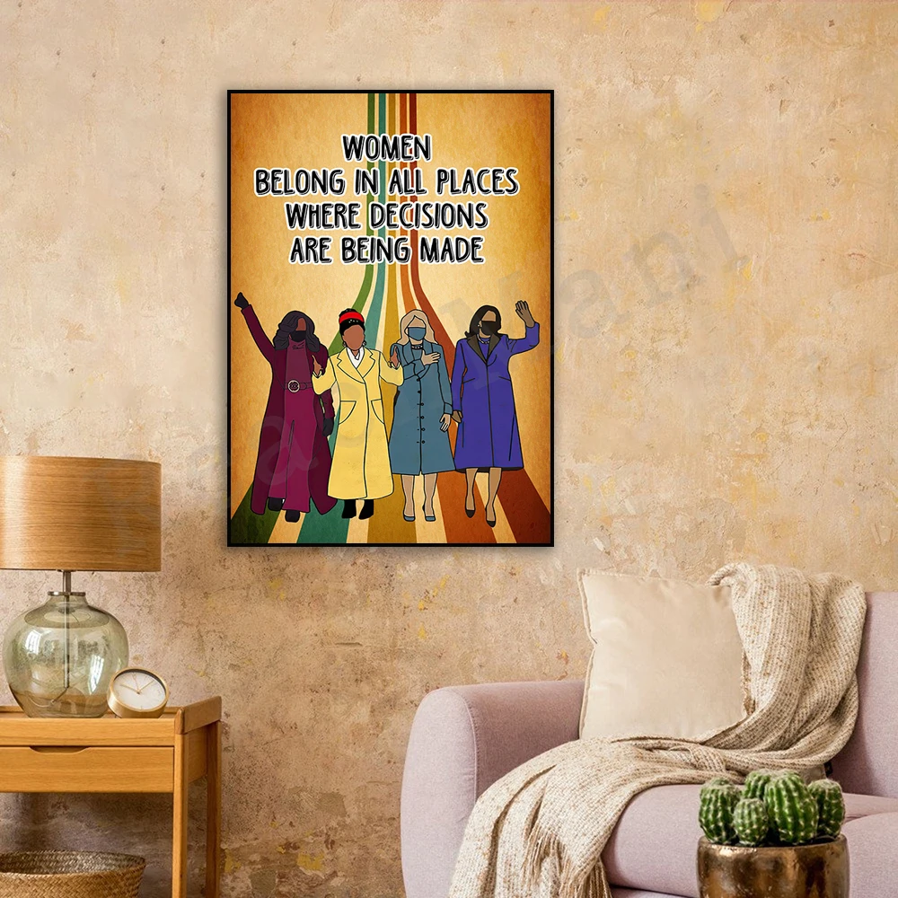 Women Empowerment Poster, Women Belong To All Where Decisions Are Made Poster, Amanda Gorman Art, Feminist Art, RGB Says