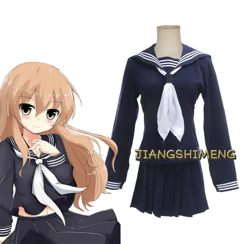 Anime Costumes Toradora! Aisaka Taiga Cosplay JK Uniform Skirt TIGER×DRAGON！Schoolgirl Sailor Suit Halloween Uniform Party Dress