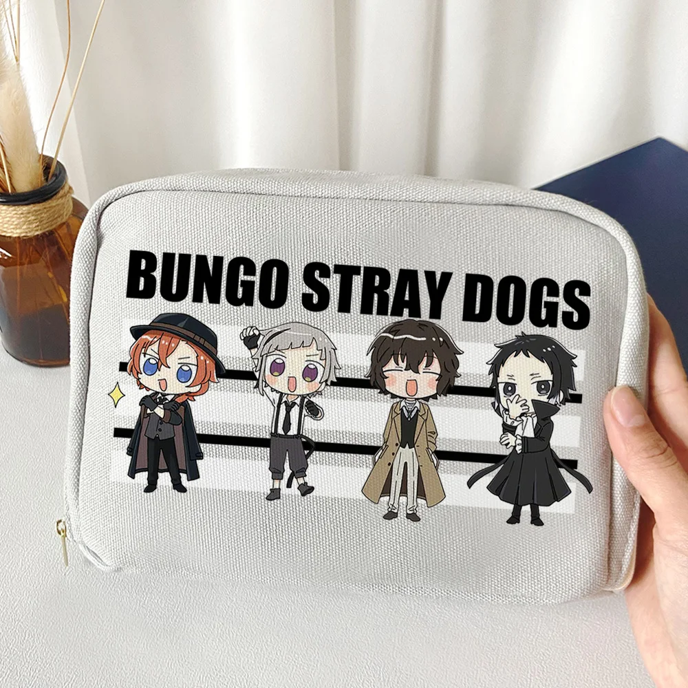 Bungo Zwerfhonden Dazai Osamu Canvas Make-Up Make-Up Tas Grote Capaciteit Etui Briefpapier Opbergzakken Pen Zak Cadeau