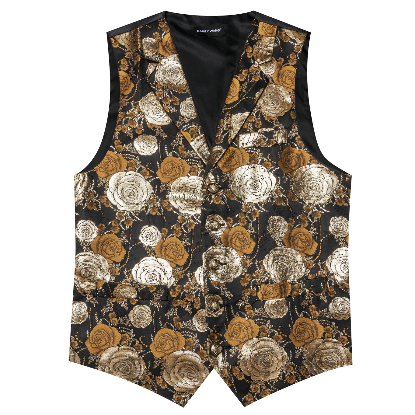 VERVEROW Luxuriöse Herren-Weste mit Jacquard-Blumenmuster, gekerbtem Reverskragen, Weste mit Fliege, Set für formelle Hochzeiten, Partys, Smoking – Detail 8