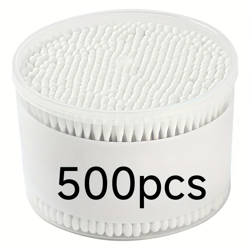 500 عصي من الخيزران برأسين - مستديرة واحدة وواحدة مدببة وغير معطرة لمستحضرات التجميل التي تستخدم لمرة واحدة وتنظيف الأذن، أدوات العناية بالبشرة #1