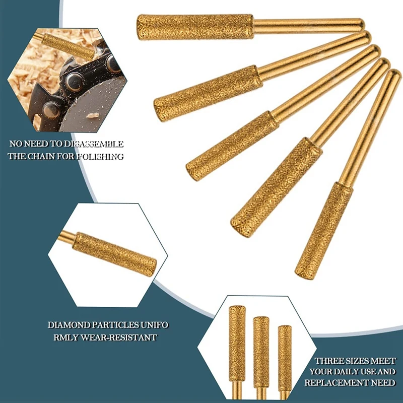 18PCS Diamond Chainsaw Sharpener Bits, Diamond Stone Chain Saw Chainsaw Sharpener For Polishing Chain Grinding Tool