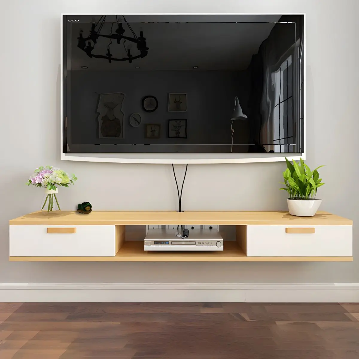 hotel divider minimal light white luxury tv cabinet wood combination modern living room bedroom economical TV cabinet