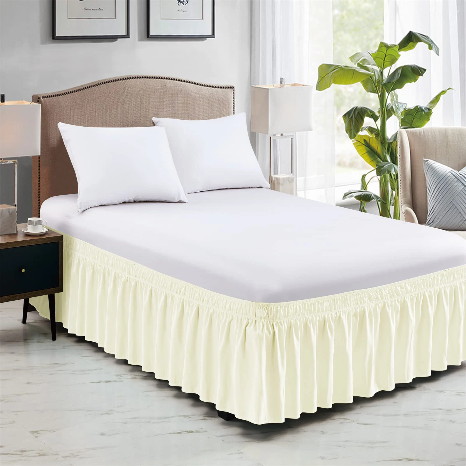 Weicher Bettrock mit Elastischer Einstellung, Knitterfreier Bettumfang aus Gebürsteter Polyester-Mikrofaser, Einfach Anzubringender Bett-Staubschutz – Detail 10