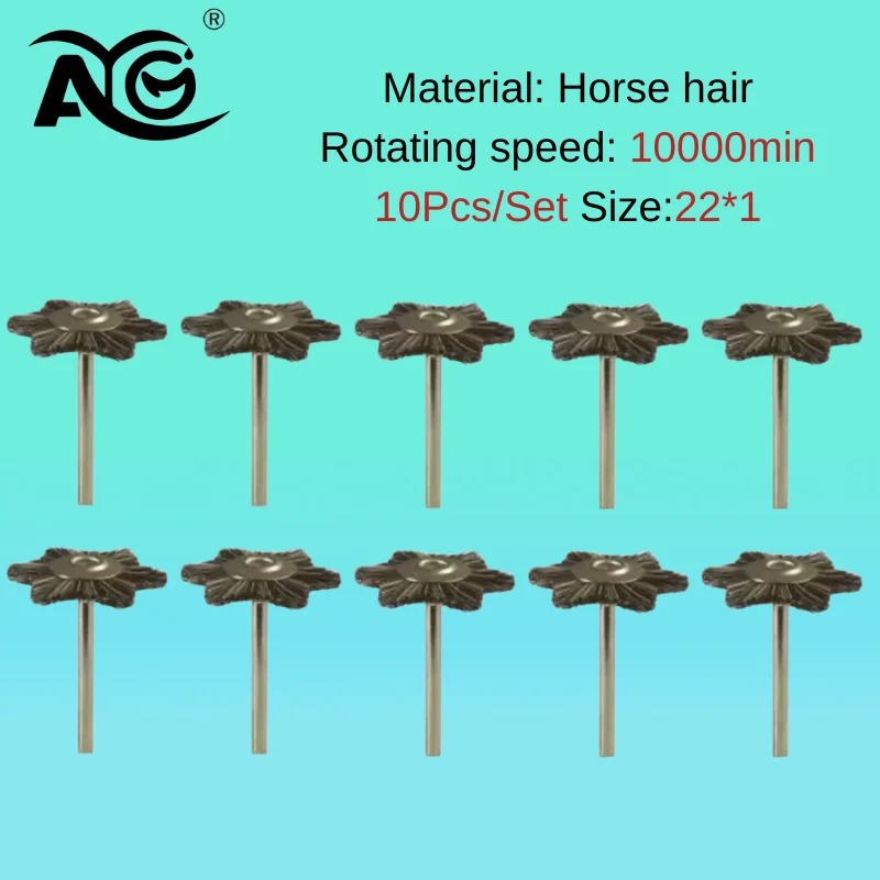

10Pcs/Bag 2.35mm Polishing Brush Wheel Low Speed HP Shank Buff White Goat And Horsehair Mix Rotary Tools Dental Laboratory Lab