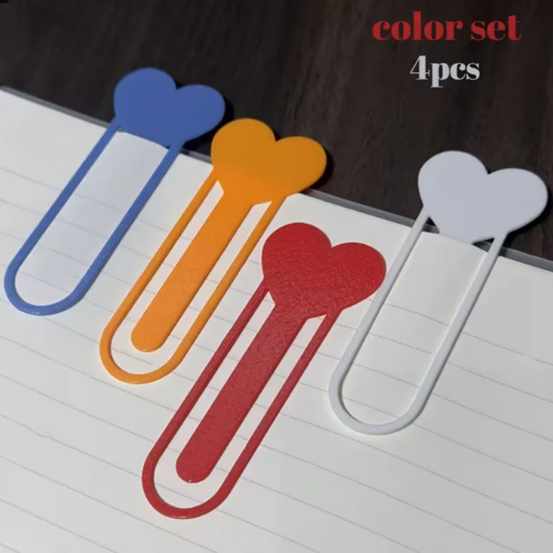 4pcs Colorful mixed-look creative heart-shaped bookmarks, specially designed for book lovers. Book accessories for readers