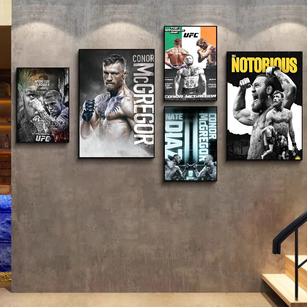 Boxing Conor McGregor Professional Boxers Self-adhesive Art Poster Fancy Wall  for Living Room Bar Decoration Vintage Painting