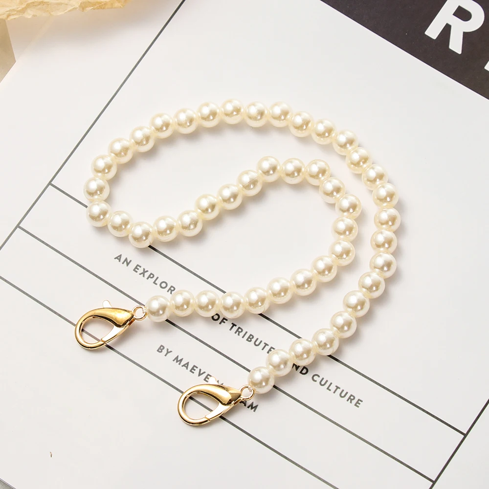 Fashion Pearl Belt Accessories Bags Handbag Handles DIY purse Replacement Long Beaded Chain Pearl Strap