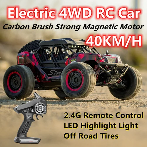 지능형 전기 4WD RC 자동차 40 KM/H LED 하이라이트 라이트 오프로드 충격 흡수 고속 원격 제어 트럭 차량 장난감