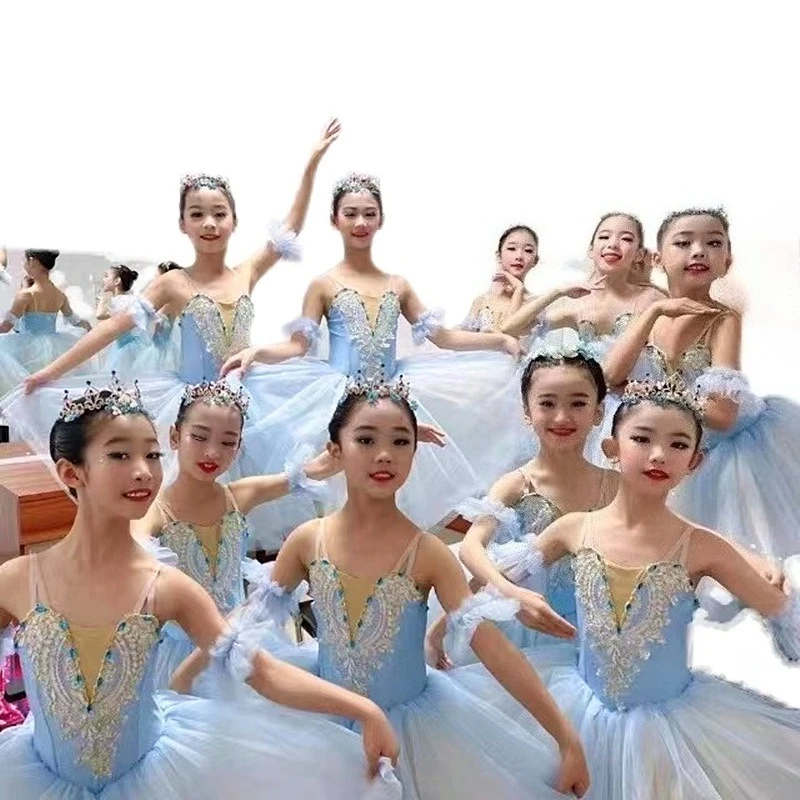 

Summer Party Children's Ballet Dress Girl Clothes Baby Princess Dance White Pink Tutu Fluffy Dresses Girls Stage Costume Kids