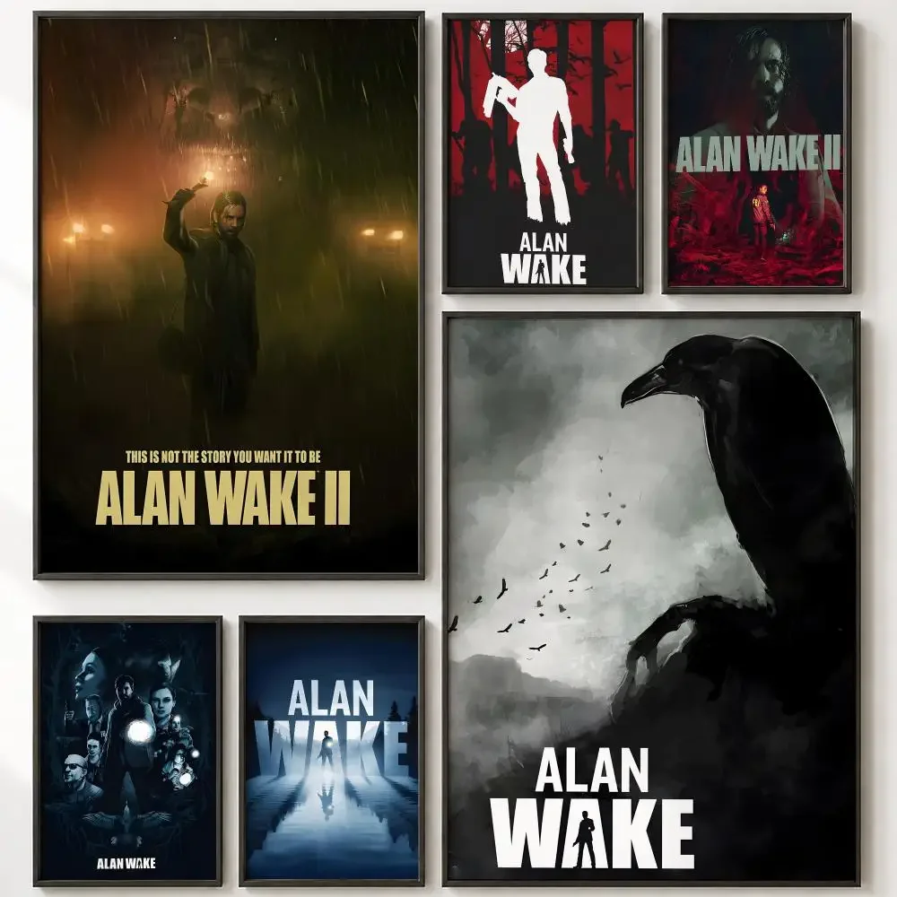 Video Game Alan Wake 2 Horror Poster HD poster wall art self-stick no-residue for home cafe office great gift