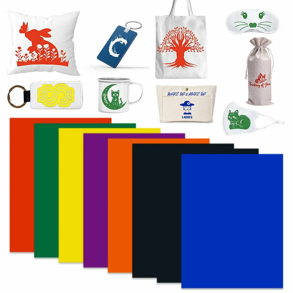 Infusible Transfer Ink Vinyl Film Watercolor Solid Color Sublimation Paper for Cut Mugs Heat Press for DIY T-Shirts Coasters