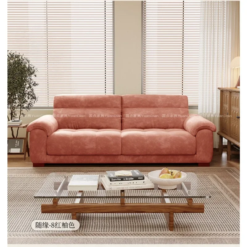 Medieval chenille double fabric sofa living room 26 new three retro small apartment straight row sofa cat scratch
