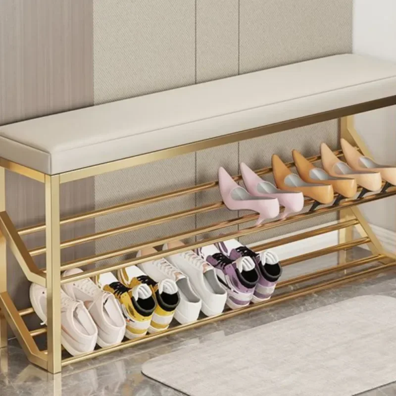 Light Luxury Modern Metal Iron Shoe Stool Extremely Narrow Can Sit Without Installation Door Household Shoe Rack