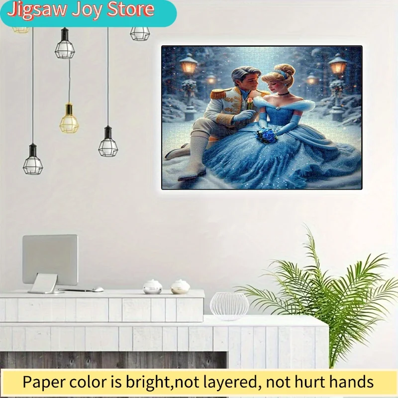 Puzzle papierowe 1000 elementów, układanka DIY (Kopciuszek i Książę, romantyczna scena, zimowa bajka), puzzle dla dorosłych, odpowiednie do...