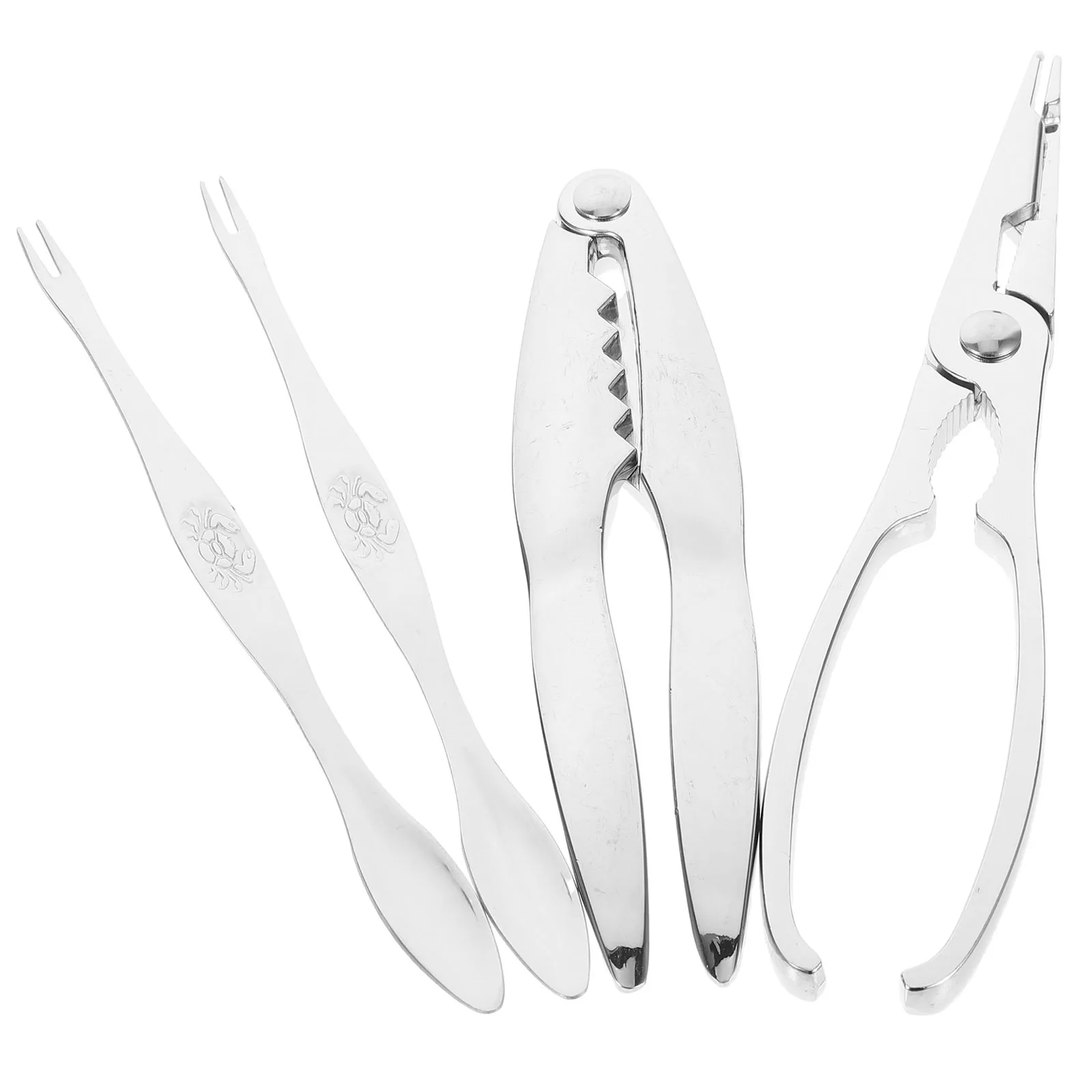 

4pcs Stainless Steel Crab Eating Tools Set Kitchen Crab Seafood Crackers Picks Clamps Forks Scissors Lobster Oyster Kit