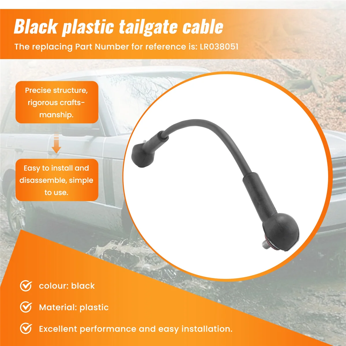 #18G Automotive Parts & Accessories,Tailgate Support Cable for Land Rover Range Rover 2002-2012 LR038051,black