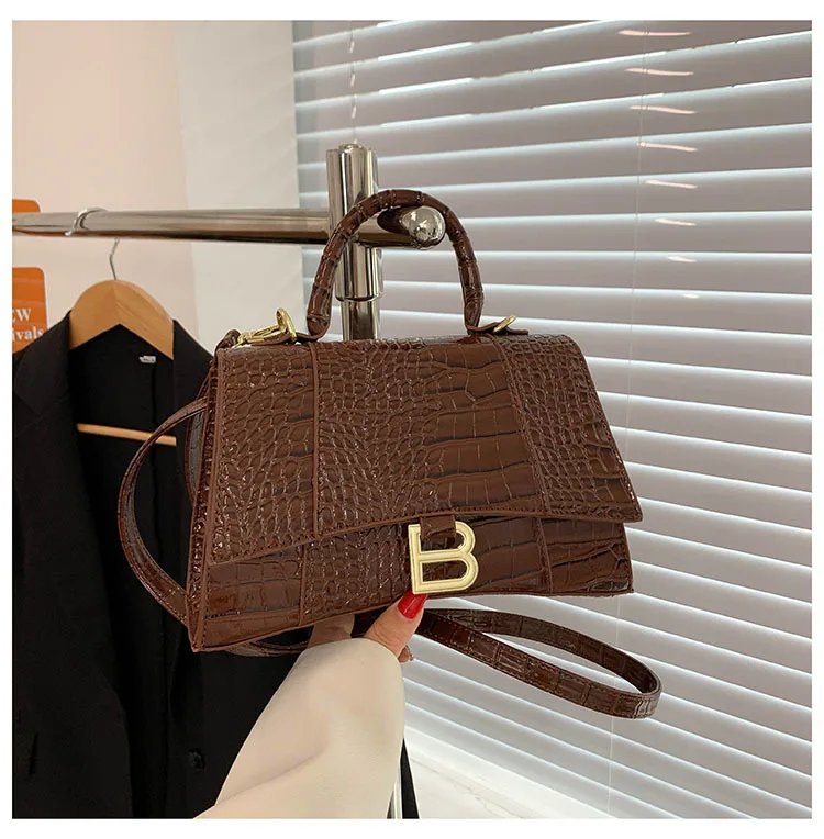

2025 Trendy Hourglass Purse, Luxury Croc-Print Handbag for Women, Chic Structured Crossbody Bag with Top Handle