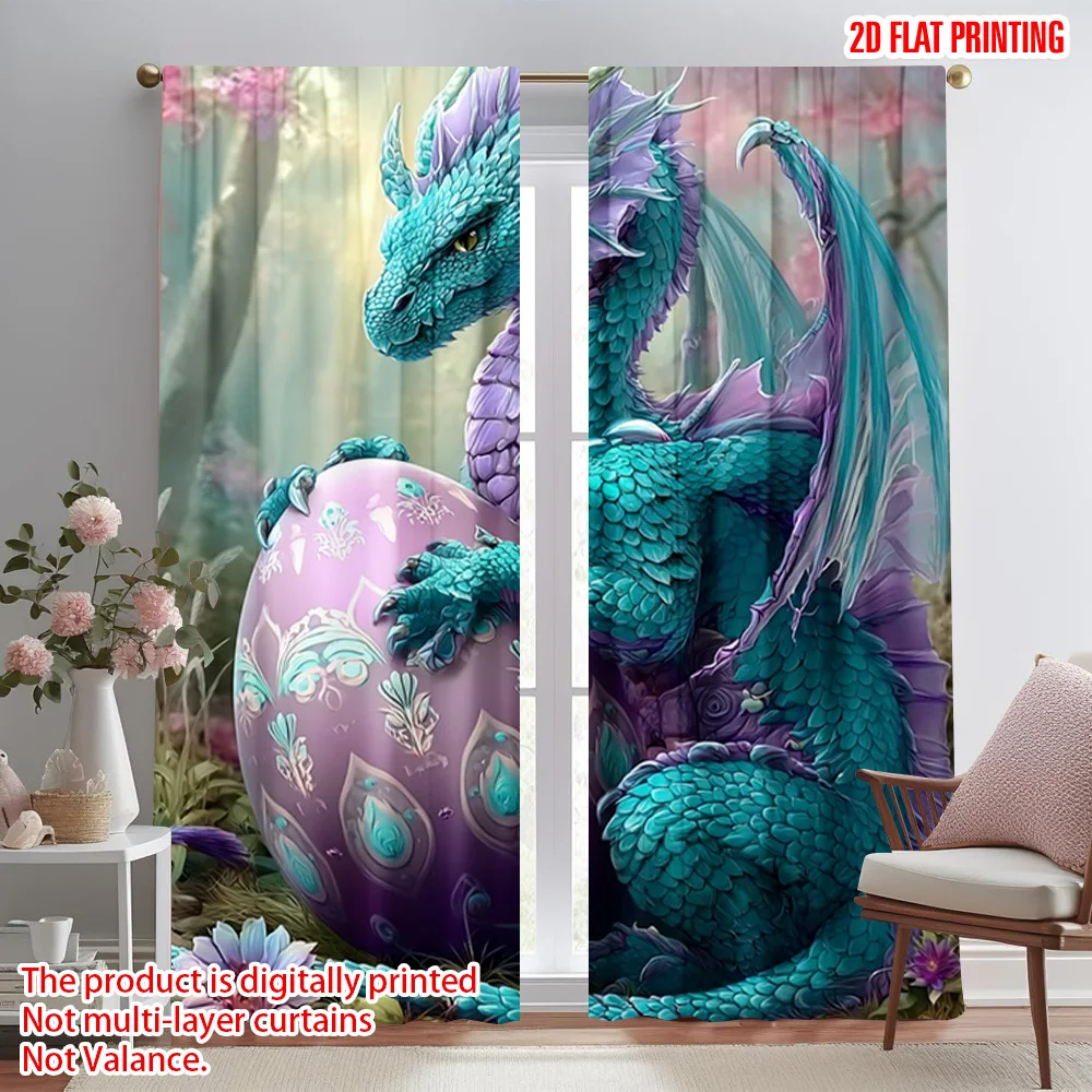 2 шт., занавеска с 2D принтом самолета, популярный узор дракона, 100% полиэстер (без стержня), украшения для уличного использования для спальни, гостиной