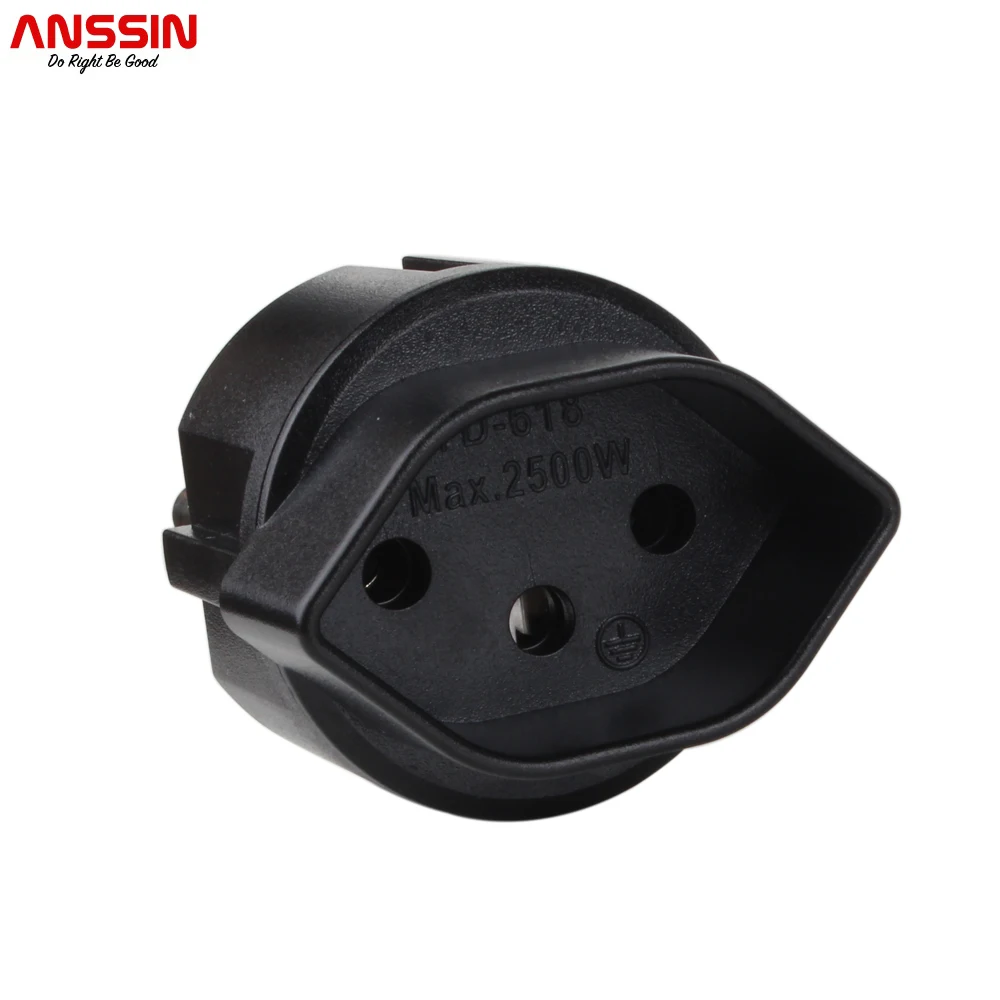 Swiss To Eu German French Adapter Plug With 16A Fuse And Safety Shutter, Available In White And Black