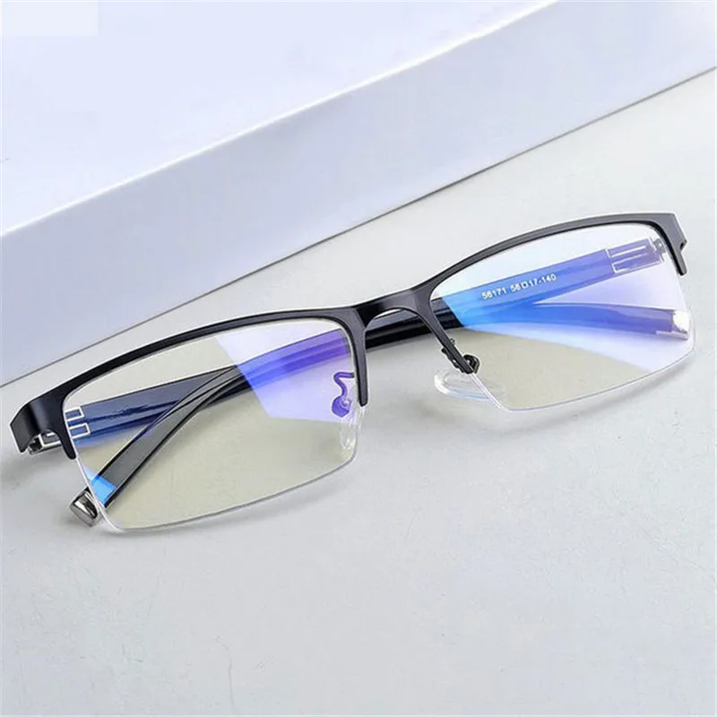 Men Metal Half Frame Myopia Glasses Finished Eyeglasses Business Spectacles Frames Male -1.0-1.5-2.0-2.5-3.0-3.5-4-4.5-5-5.5-6.0