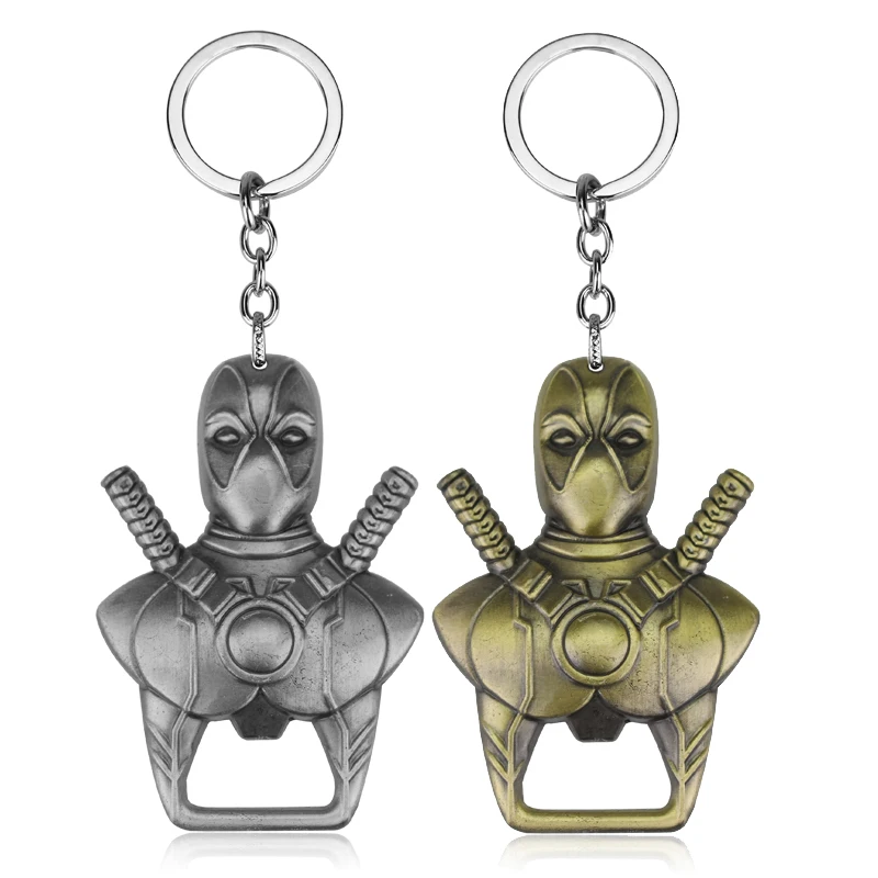 Disney Marvel Legends Avengers New Metal Keychain Deadpool Bottle Opener Creative Key Chain Accessories Wholesale Keyring