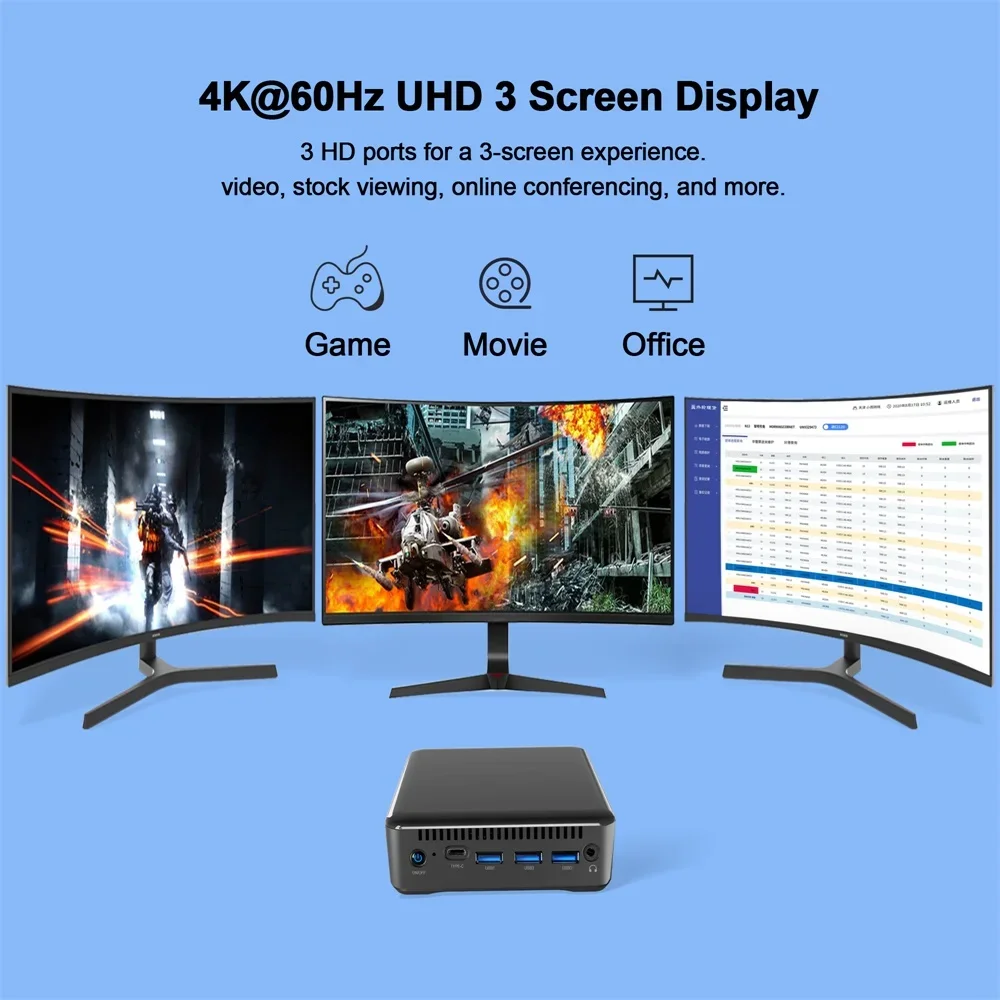 Latest Computer Desktop Pc Mini Desktop N95 Win 11 RK3588 DDR5 256GB Mini Gaming PCs Support HD