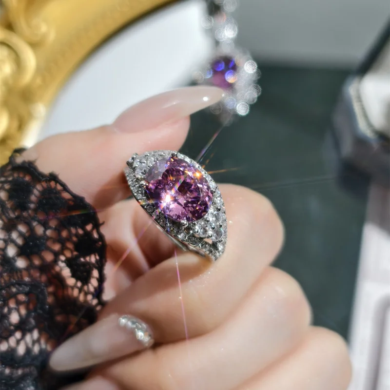 

Tears Dry Rose Code Craze Full Diamond Open Ring Female Elegant Pendant Earrings Three-piece Set