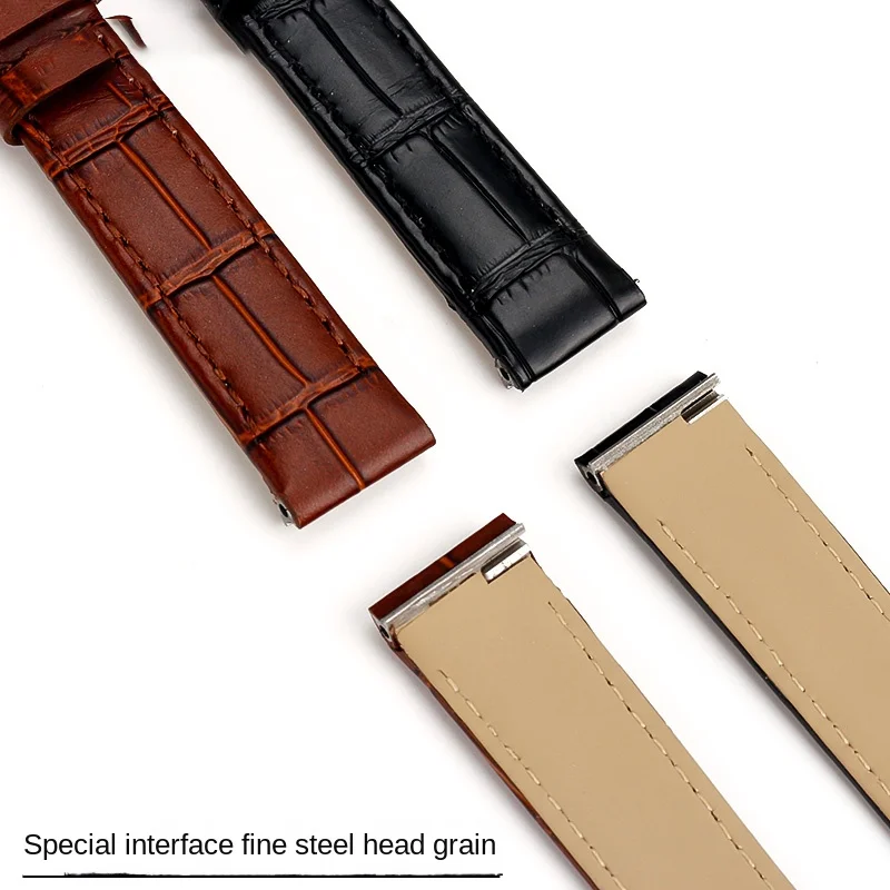 Quick release leather strap 15.5mm 17.5mm For Cartier Santos 38mm Small Medium Dumont strap pin buckle watch belt bracelet blue