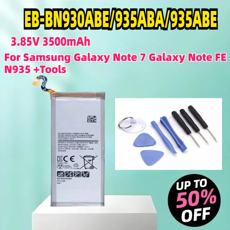 

EB-BN930ABE EB-BN935ABA EB-BN935ABE 3.85V 3500mAh Battery For Samsung Galaxy Note 7 Galaxy Note FE N935 +Tools