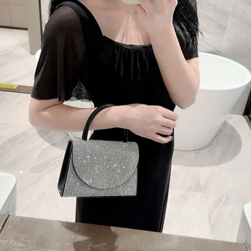 Bolso de mano de lujo con diamantes para mujer, bolso de noche, bolso de hombro cruzado