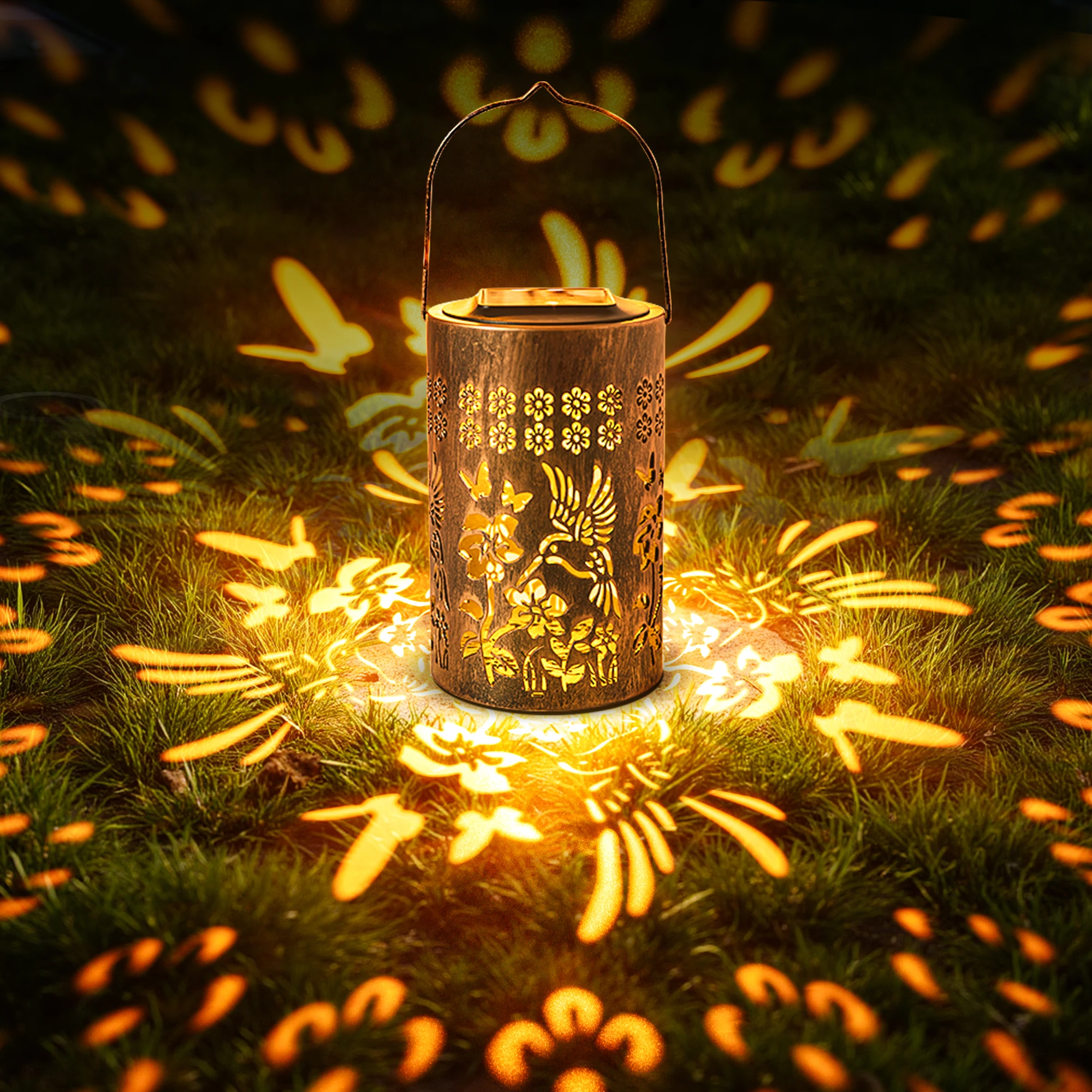 

Hummingbird Solar Lanterns Outdoor Waterproof Garden Decor IP67, Hanging Solar Lantern Decorations for Yard Patio Porch Deck B