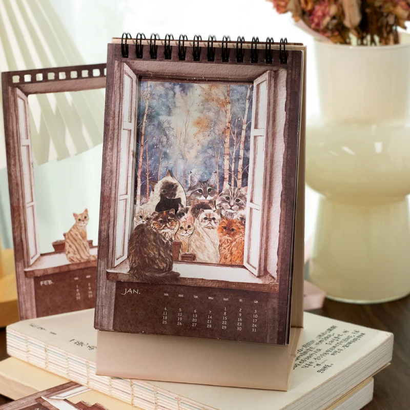 Journal GO Creative Hollowed Out Desk Calendar 2026 Cute Table Top Calendar Framed Design Standing Calendar Stationery