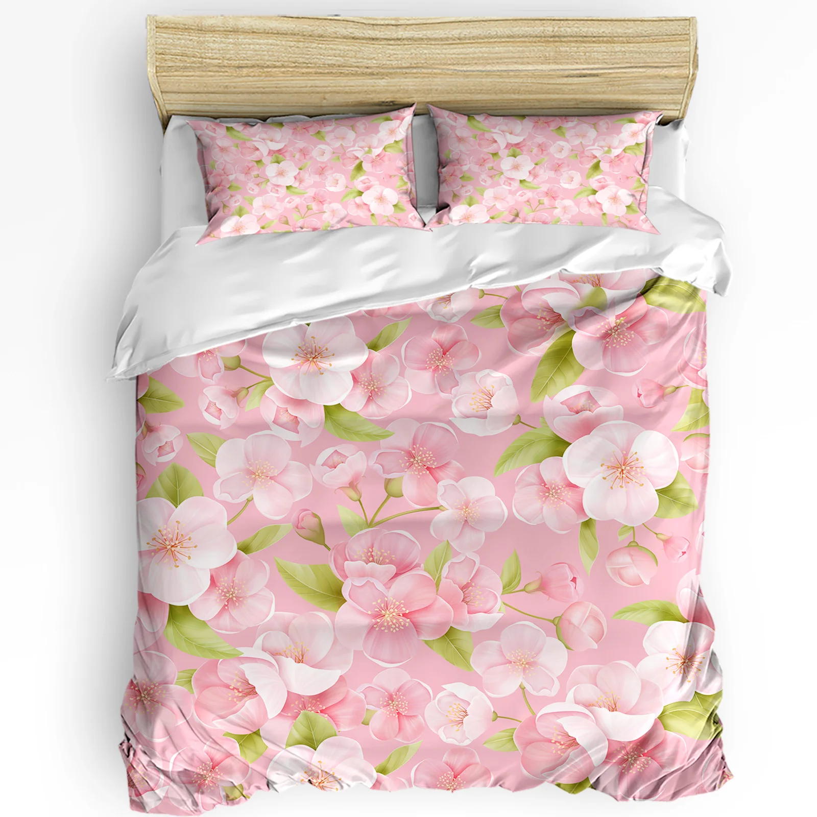 

Pink Peach Blossom Flower Duvet Cover with Pillow Case Custom Comforter 3pcs Bedding Set Quilt Cover Double Bed Home Textile