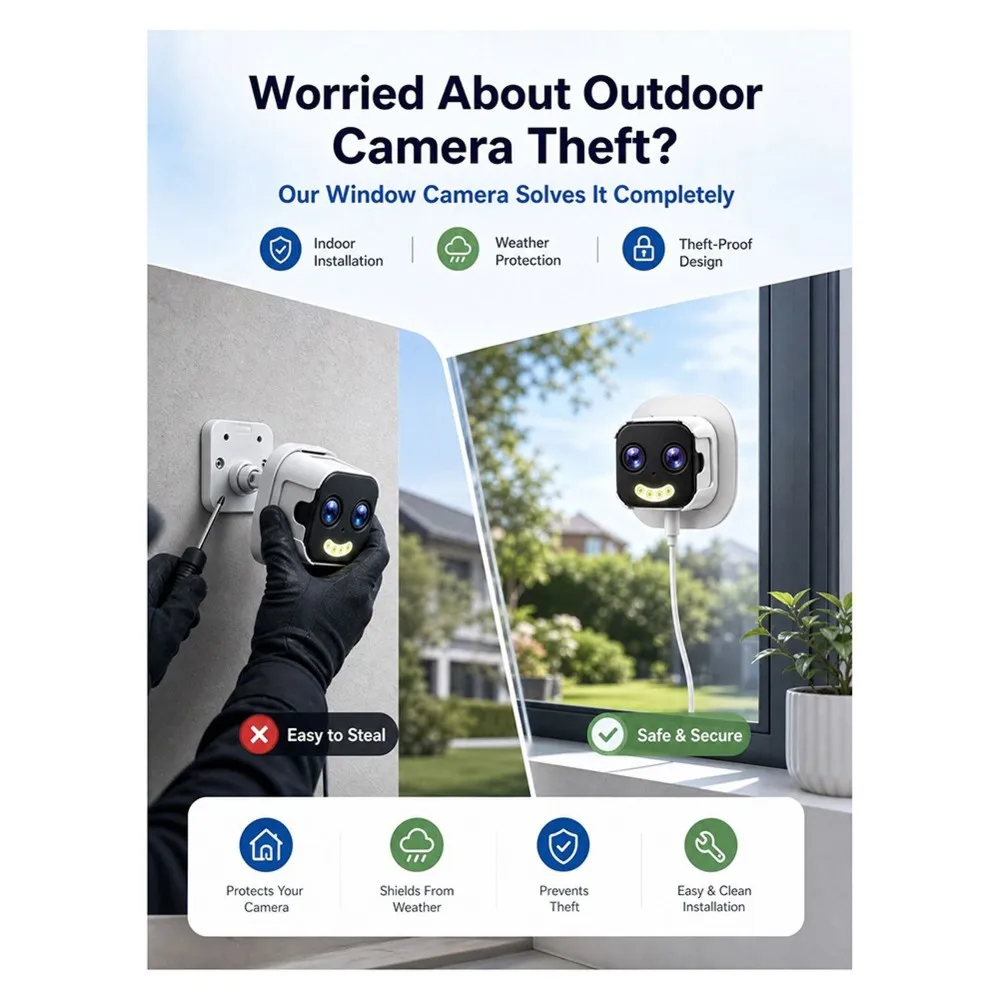 NEWCCDD Dual Lens Window Camera 10MP HD 10X ZOOM 5G WIFI Dual Stand Night Vision Bidirectional Intercom Mobile US Plug